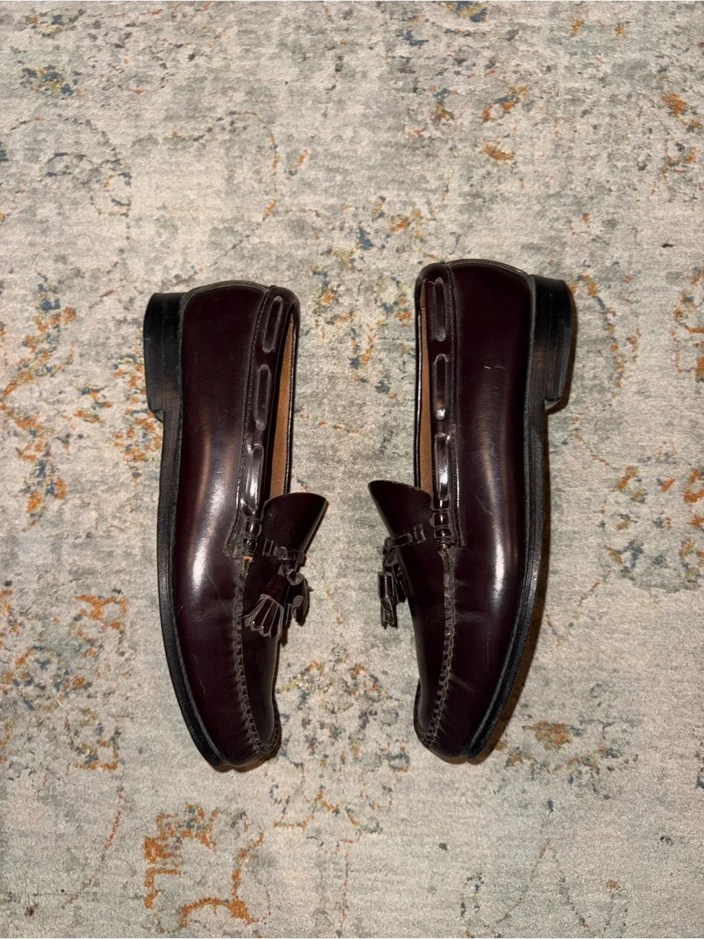 Men's Burgundy Tassel Loafers - Classic Leather Slip-On GH Bass 8 E